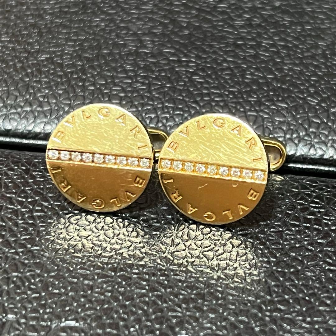ブルガリ BVLGAI ダブル ロゴ ダイヤ カフス K18 イエローゴールド