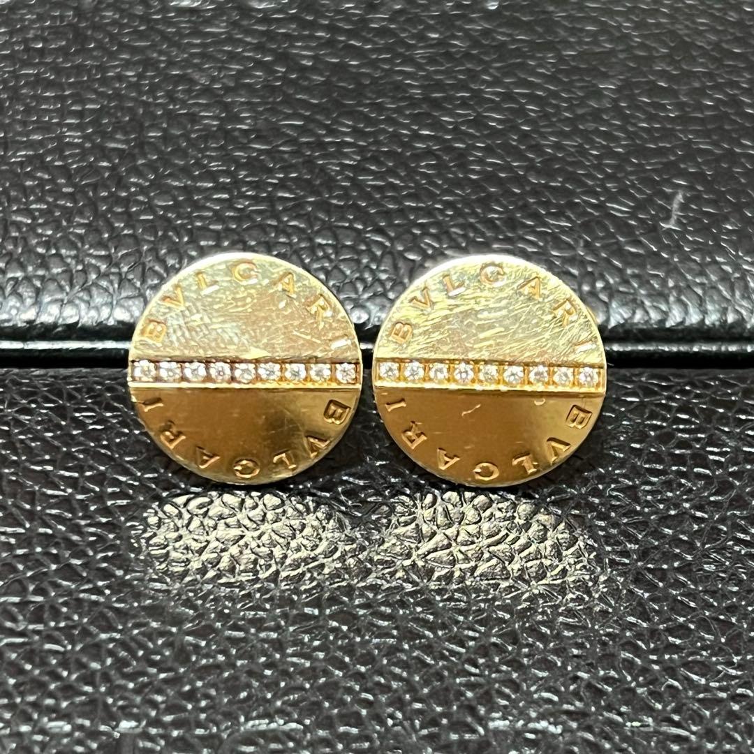 ブルガリ BVLGAI ダブル ロゴ ダイヤ カフス K18 イエローゴールド
