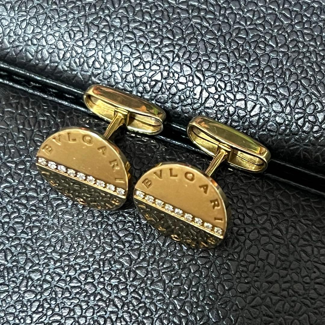 ブルガリ BVLGAI ダブル ロゴ ダイヤ カフス K18 イエローゴールド