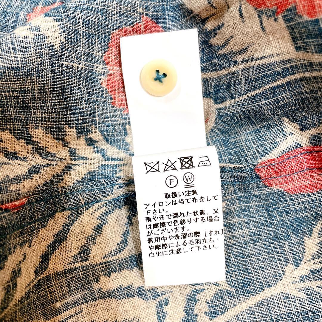 美品✨グランマママドーター 花柄 シャツワンピース リネン ベルト ロング