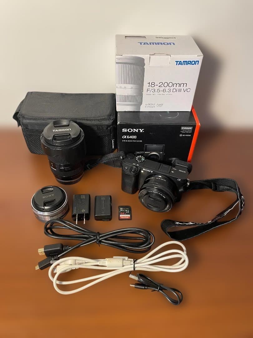 【値下】SONY α6400 レンズ3本付き　運動会・夜景に◎・SD・HDMI付