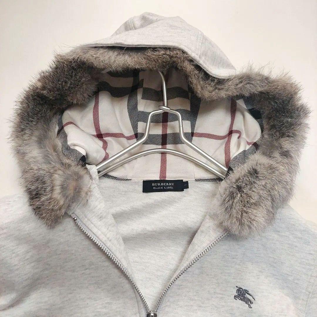 BURBERRY BLACK LABEL　ファー付フーディパーカー　ノバチェック