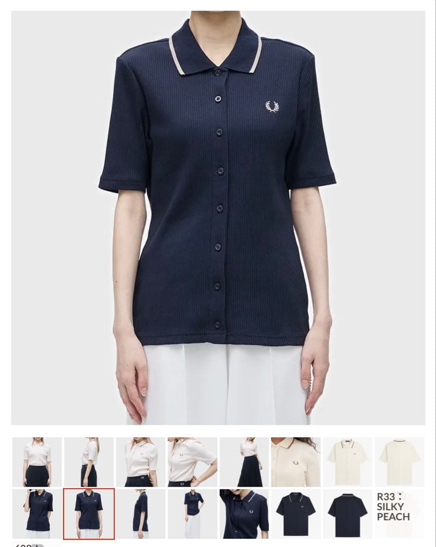 【美品】FRED PERRY ネイビーポロシャツ UK 10 レディース