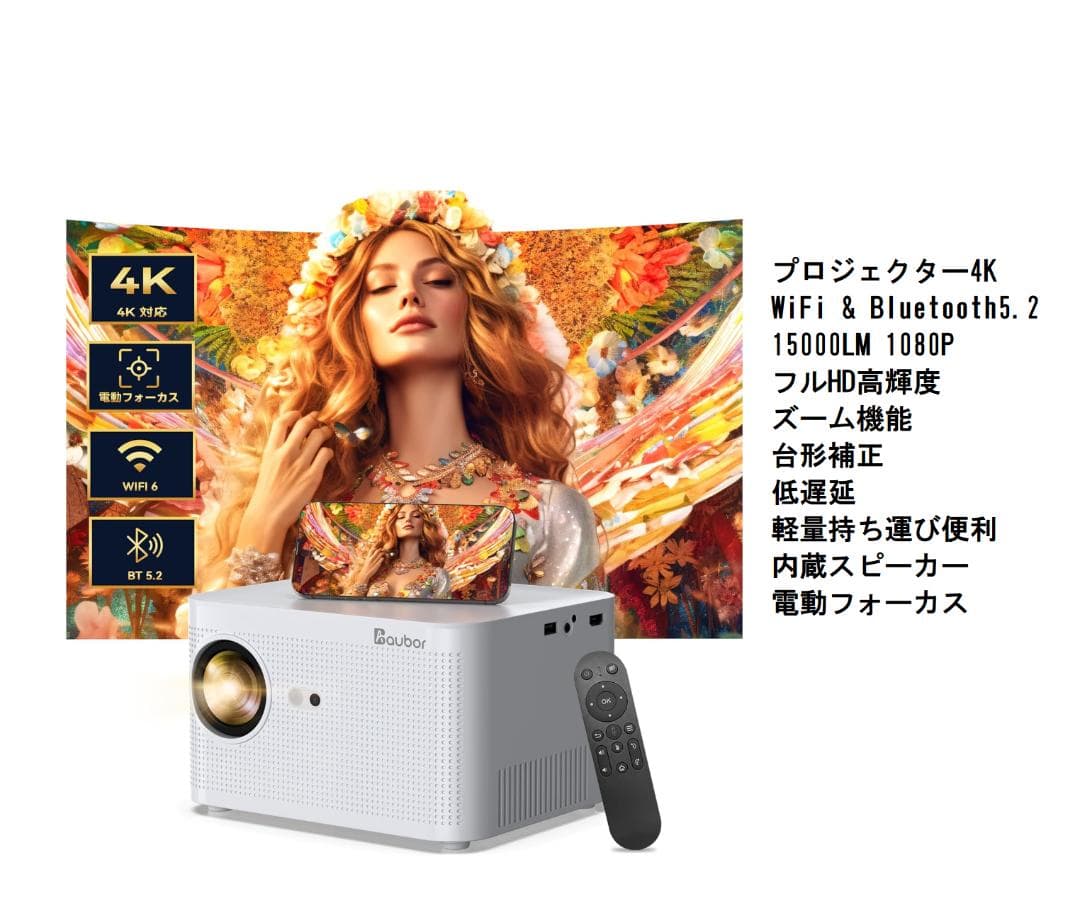 ⭕新品・未開封【プロジェクター 小型 15000lm 4K対応 】