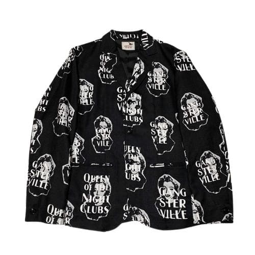 良品 GANGSTERVILLE 総柄 3B テーラードジャケット ブラック L