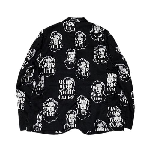 良品 GANGSTERVILLE 総柄 3B テーラードジャケット ブラック L