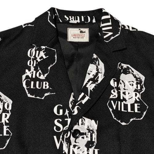 良品 GANGSTERVILLE 総柄 3B テーラードジャケット ブラック L