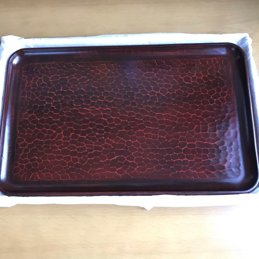 [希少な逸品］鎌倉彫　長手盆　刀目　陽堂十四世　大石雅樹