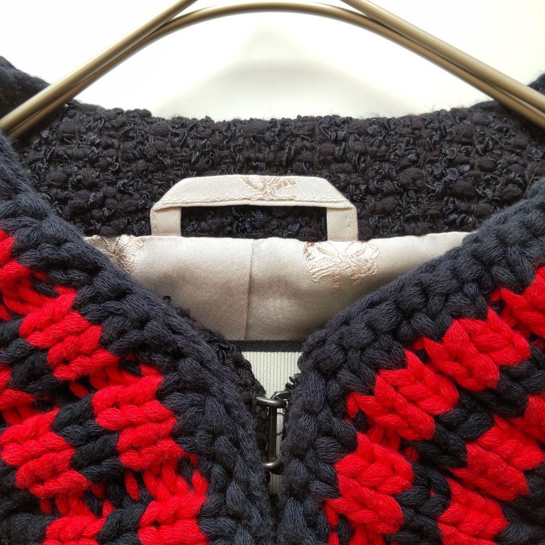 極美品 グッチ ツイード ニット シェリーライン ノーカラージャケット 36