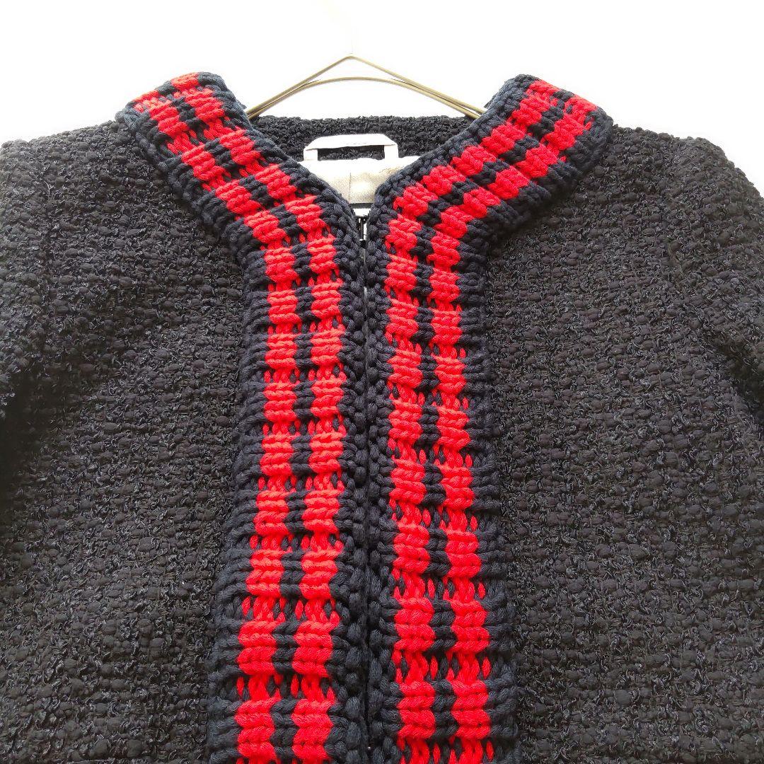 極美品 グッチ ツイード ニット シェリーライン ノーカラージャケット 36