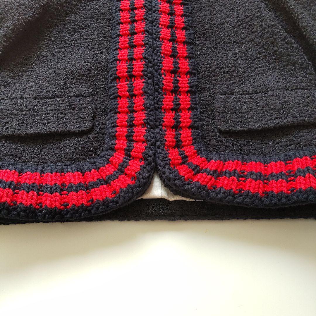 極美品 グッチ ツイード ニット シェリーライン ノーカラージャケット 36