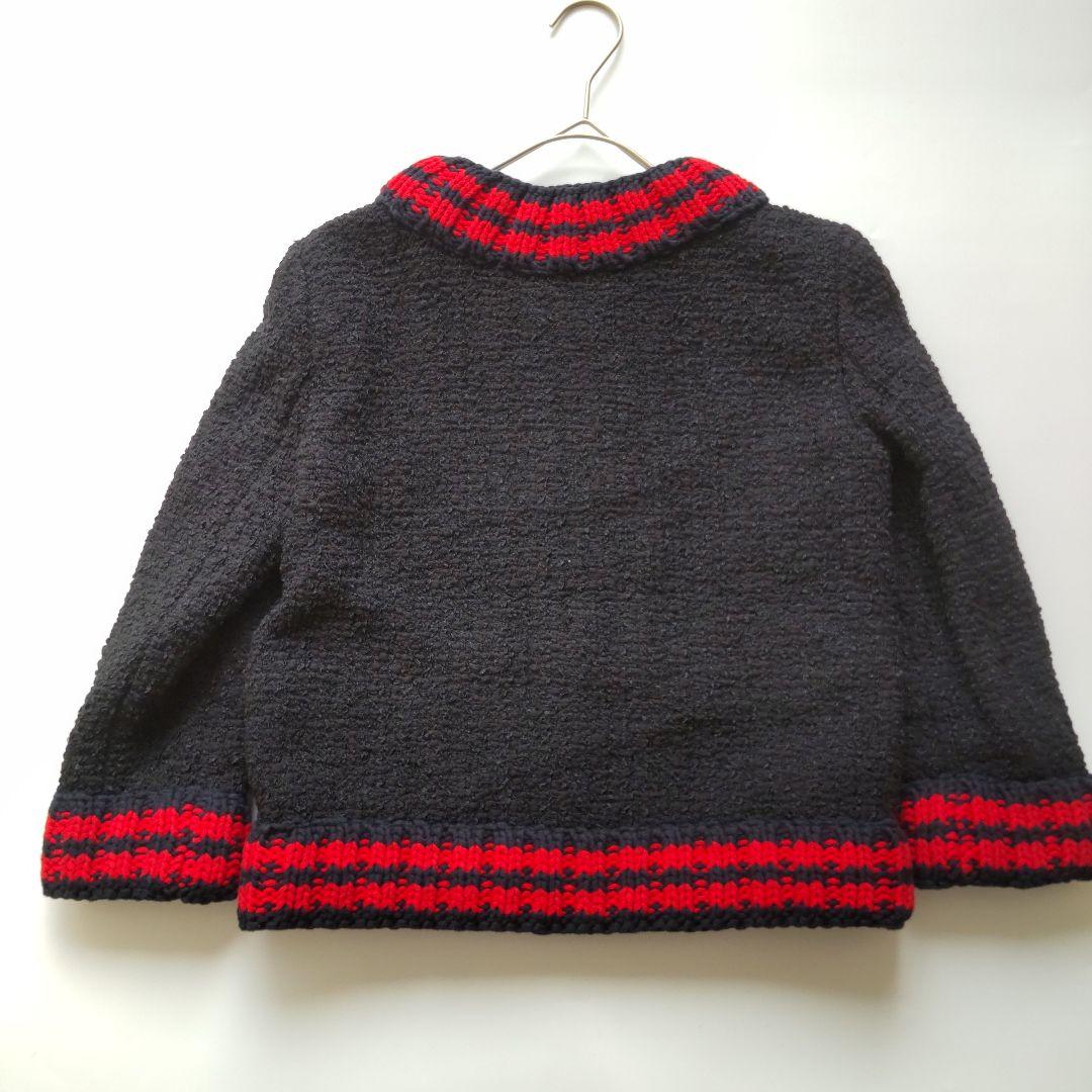 極美品 グッチ ツイード ニット シェリーライン ノーカラージャケット 36