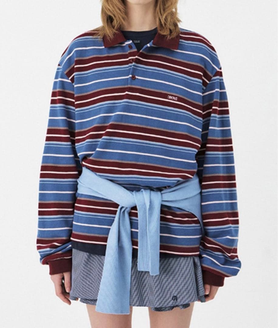 【韓国】GROVE CARELL STRIPE LS PIQUE SHIRT