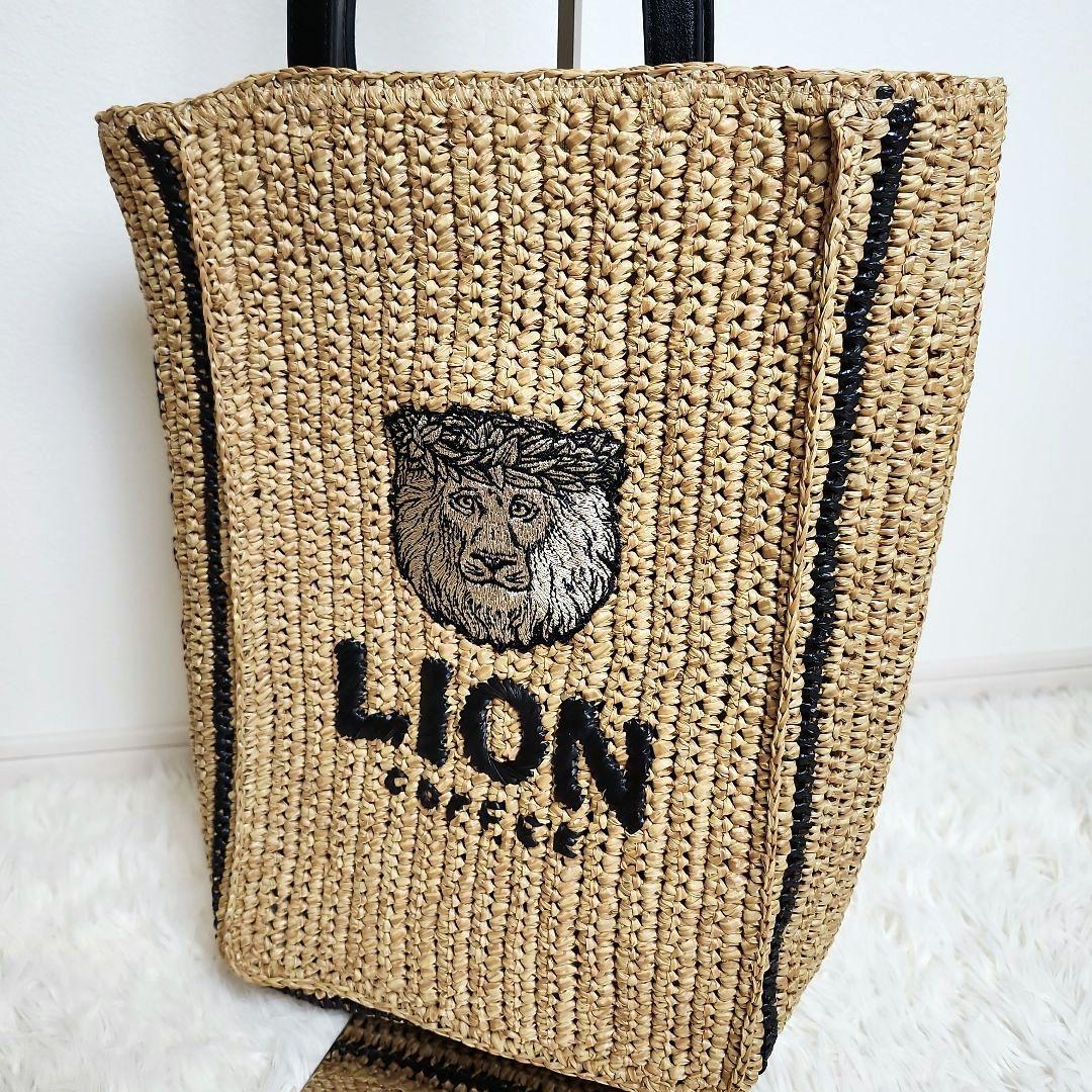 【極美品】LION COFFEE ライオン刺繍 トートバッグ　カゴ