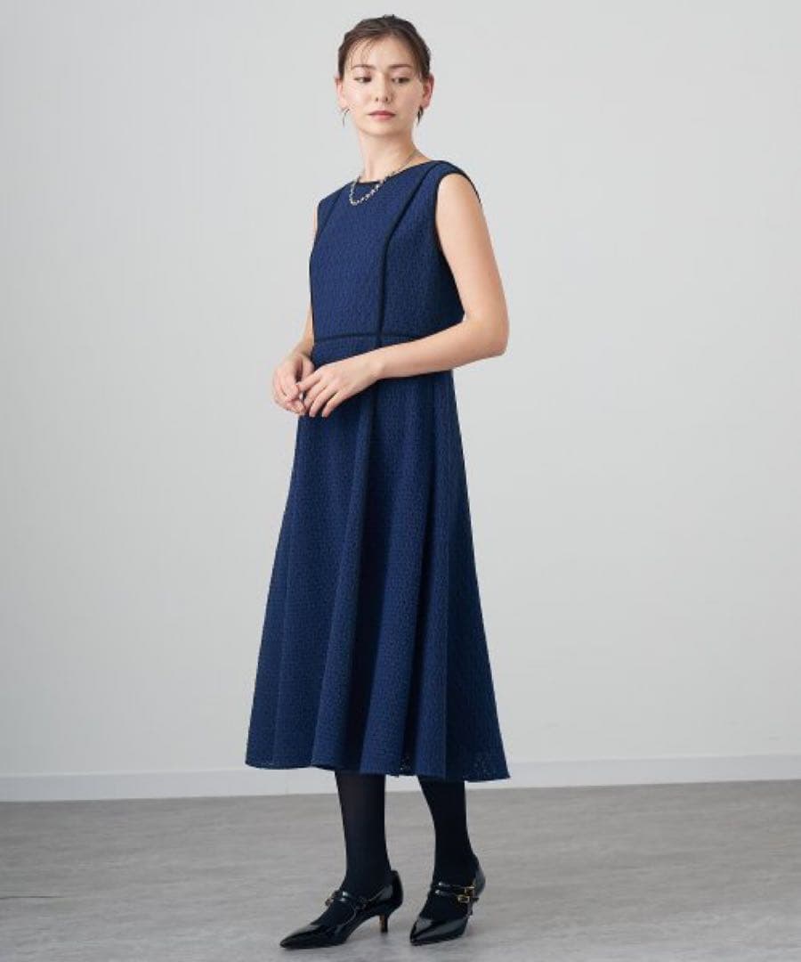 【007】新品　アナイ　ジオメ起毛レースフレア ワンピース　A