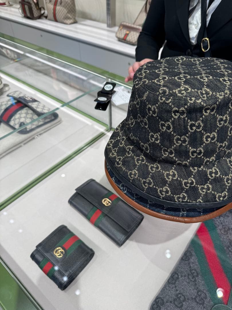 【4/14迄】GUCCI GGパターン デニム　帽子　ハット 59cm