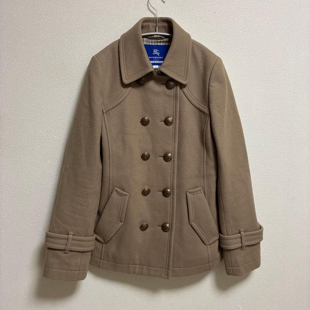 【美品✨金ボタン】バーバリーブルーレーベル　 Pコート ダブル ノバチェック38