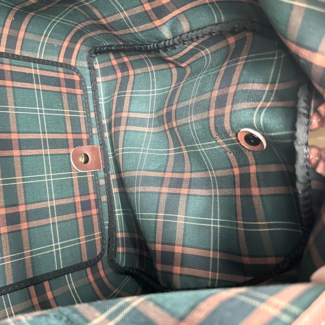 ダンヒル ボストンバッグ 2way 大容量 内側チェック レザー ブラウン