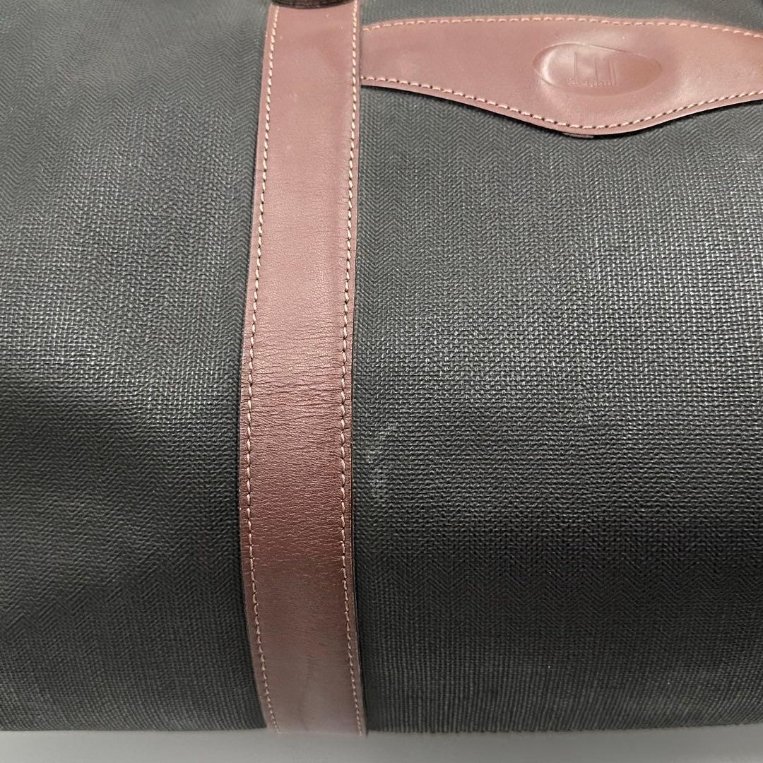 ダンヒル ボストンバッグ 2way 大容量 内側チェック レザー ブラウン