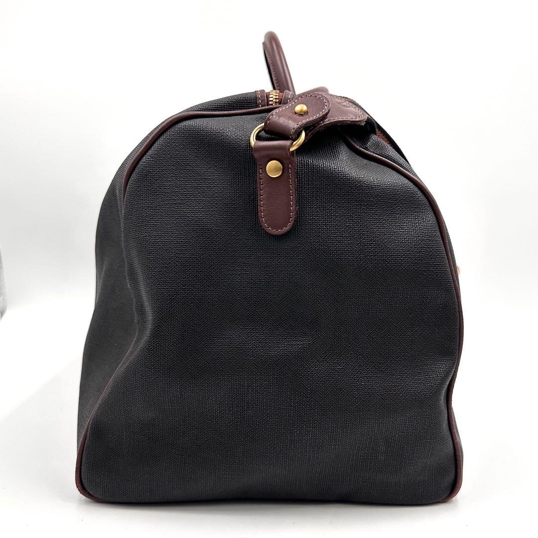 ダンヒル ボストンバッグ 2way 大容量 内側チェック レザー ブラウン