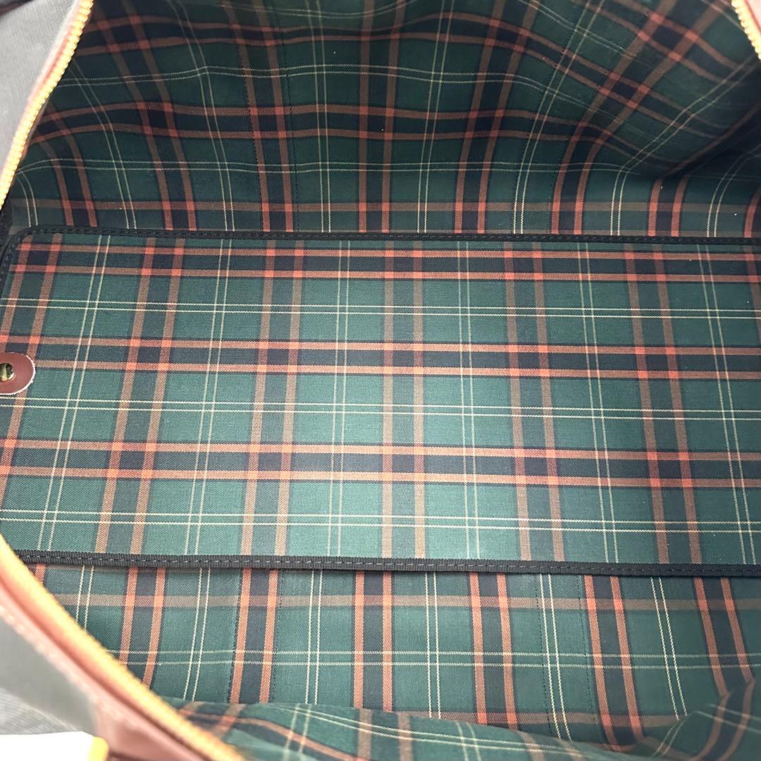 ダンヒル ボストンバッグ 2way 大容量 内側チェック レザー ブラウン