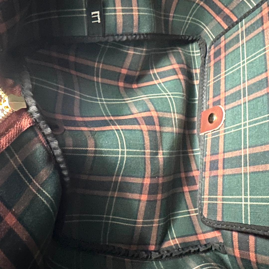 ダンヒル ボストンバッグ 2way 大容量 内側チェック レザー ブラウン