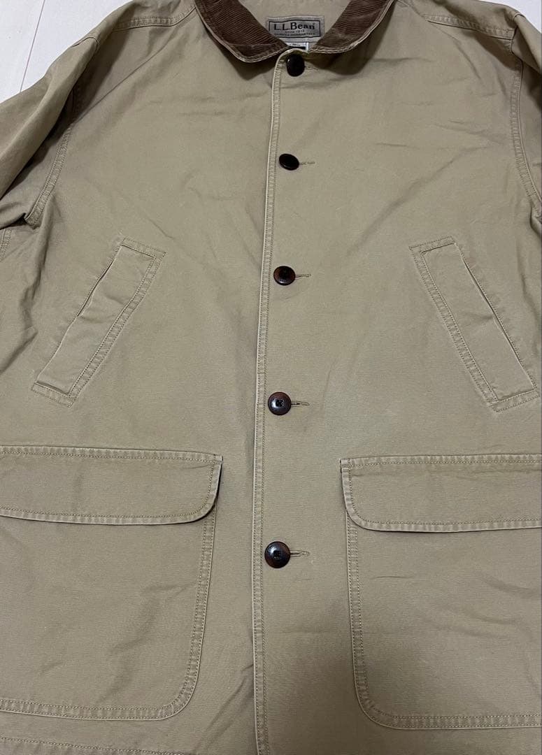 90s l.lbean vintage ベージュ カバーオールコーデュロイ襟 L