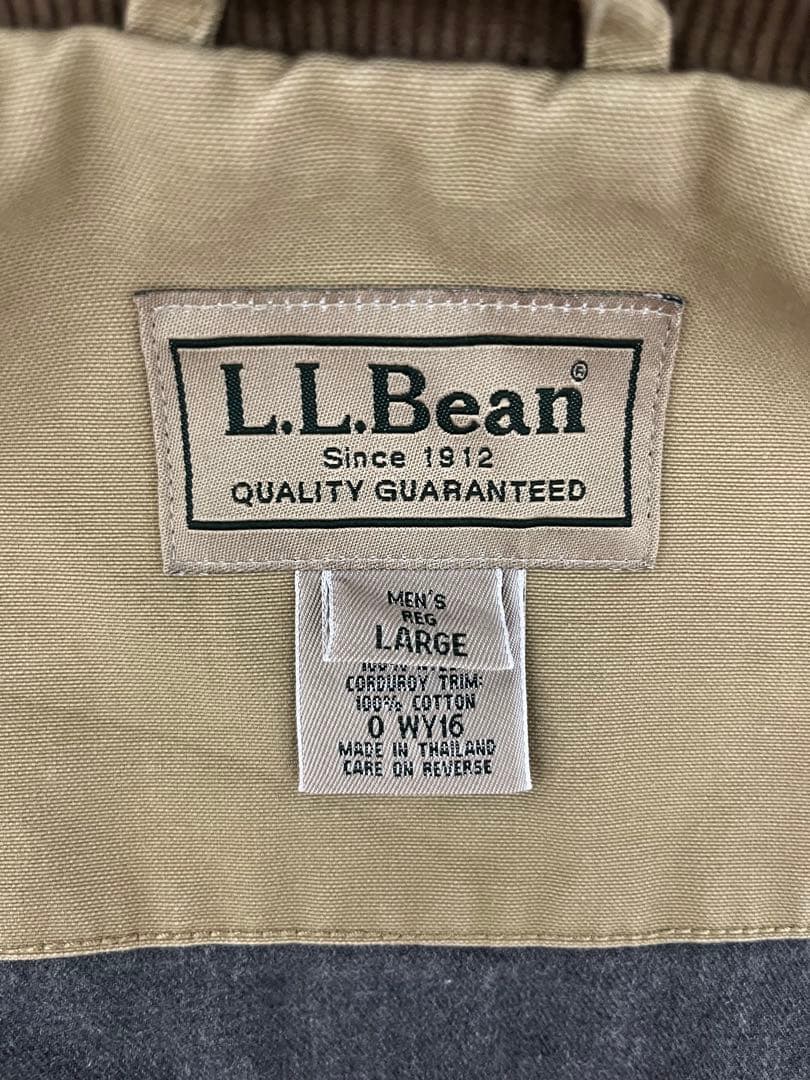 90s l.lbean vintage ベージュ カバーオールコーデュロイ襟 L