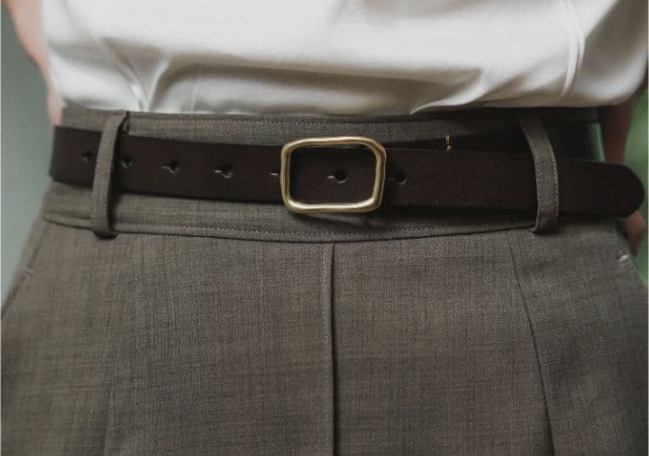 crewre クルーレ ボタンスタッズレザーベルト ブラウン サイズ2 long