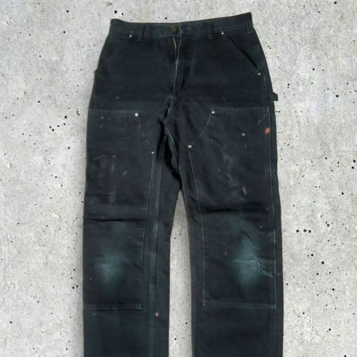 Carhartt ダブルニー BLACK USA製 ペンキ 雰囲気