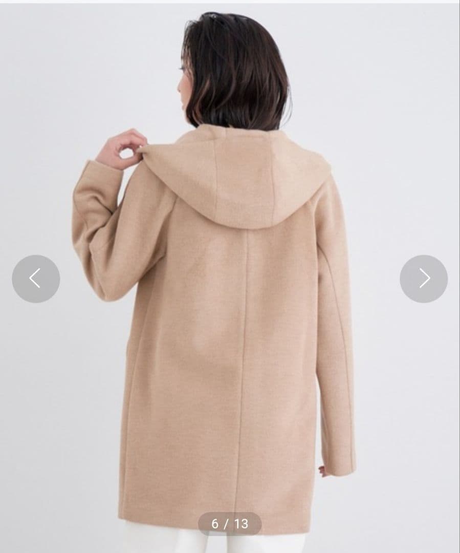 美品 ANAYI カシミアタッチ　バイカラーフードコート