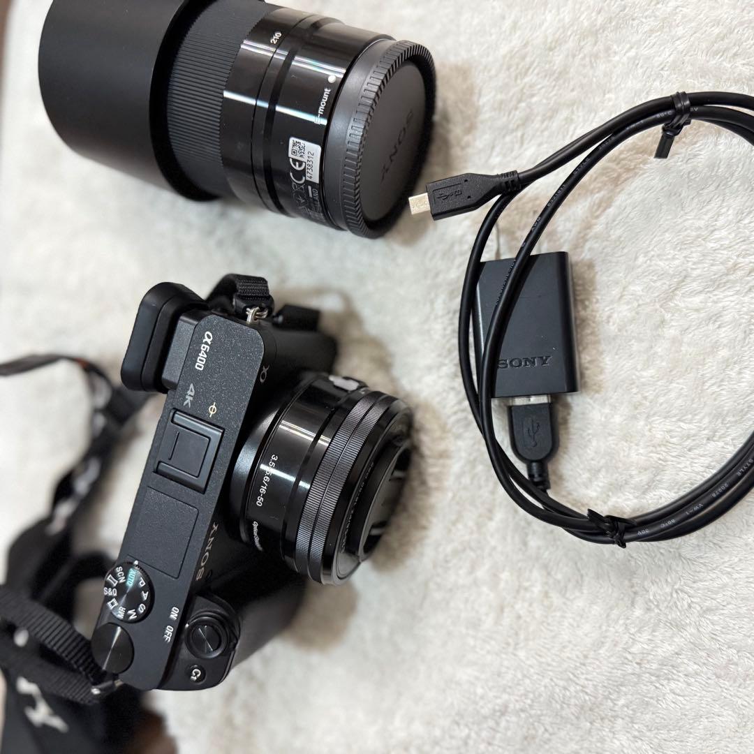 SONY α6400 ミラーレスカメラ 本体とノーマルレンズと望遠レンズ付き