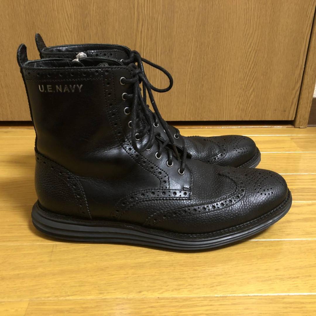 コールハーン ジップアップ ウイングチップブーツ