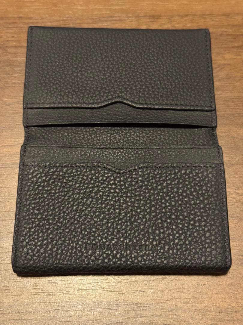 に*わ様 ボナベンチュラ BONAVENTURA レザー製 黒 名刺入れ 二つ折