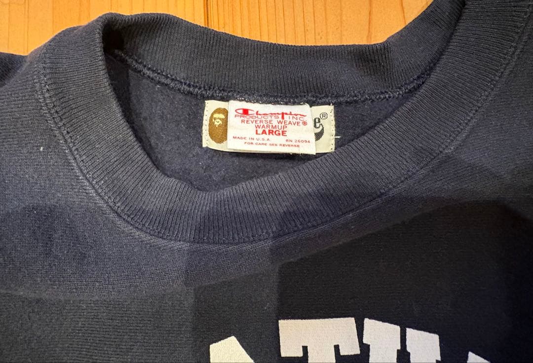 タ*ル様 A BATHING APE×チャンピオン スエット Lネイビー 中古u