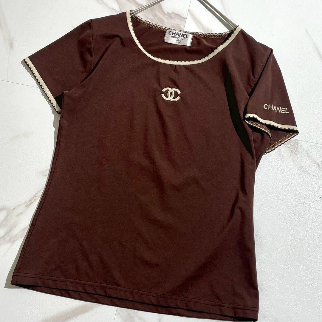 美品✨️CHANEL ココマーク刺繍 ロゴ ビンテージTシャツ エンブロイダリー