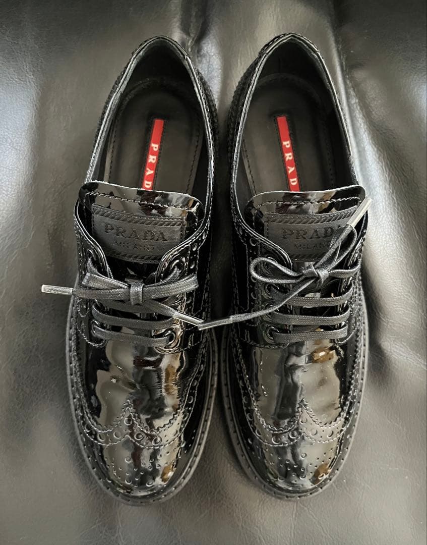 PRADA プラダ ウィングチップ パテントレザー シューズ オックスフォード