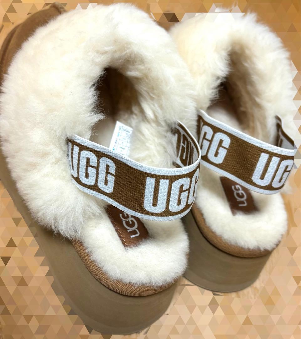 UGGアグ　ファンケット 厚底 ムートン サンダル チェスナット 23cm