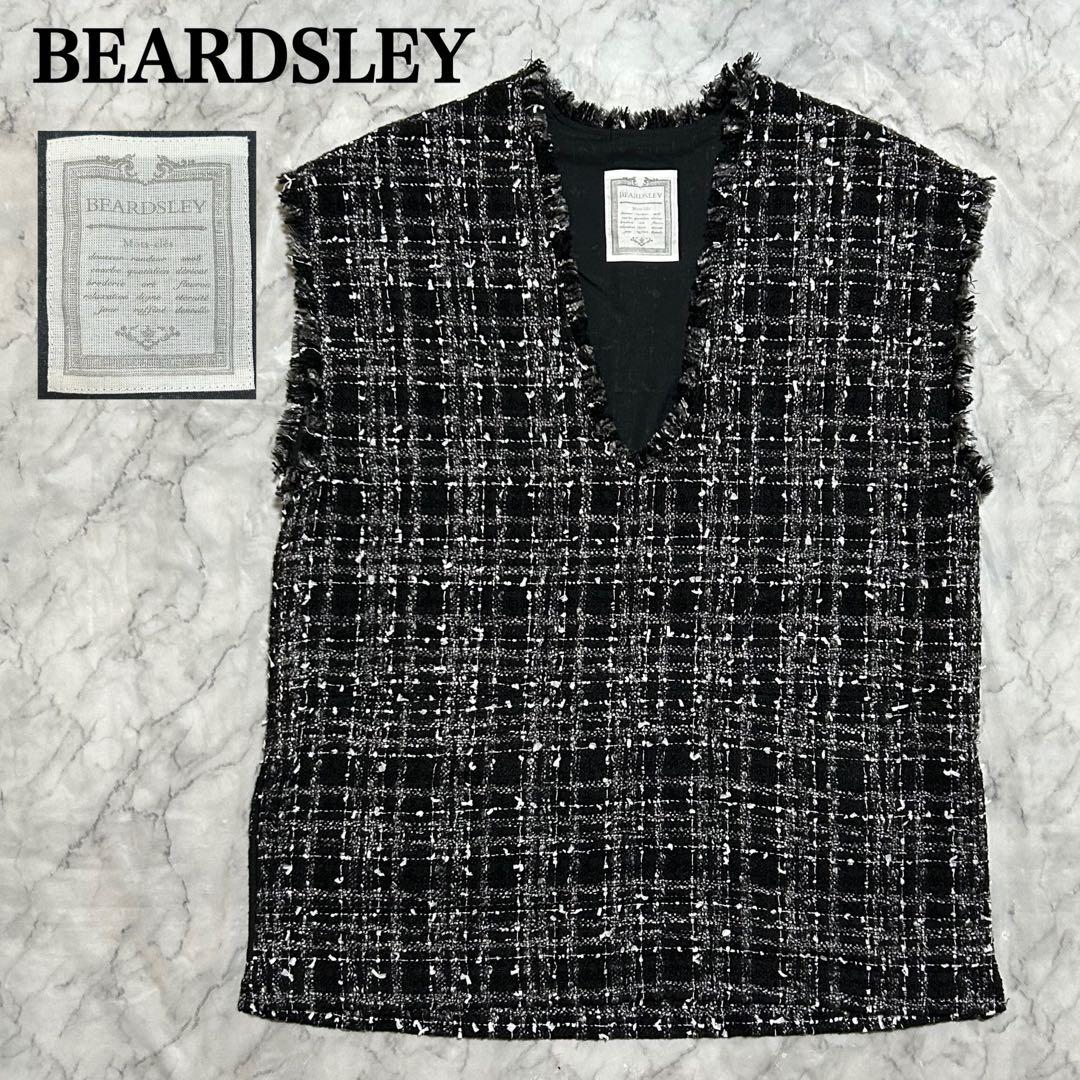 BEARDSLEY ビアズリー ベスト ツイード Vネック プルオーバー 黒