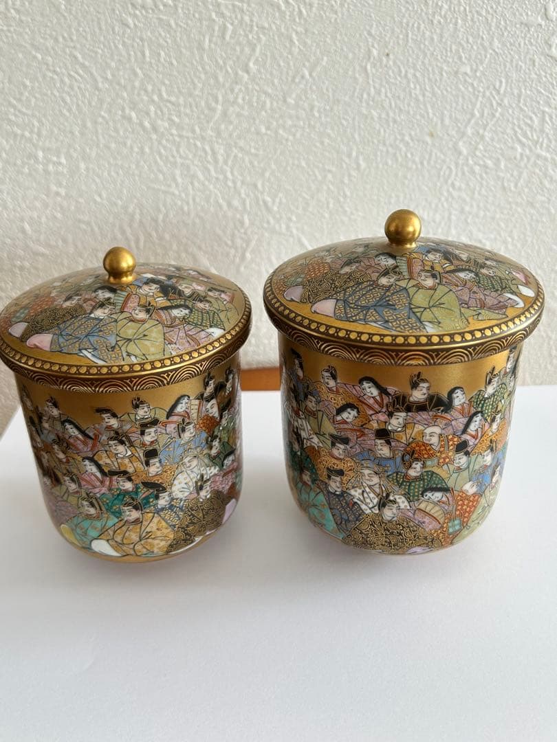 九谷焼　特大組湯呑み　金山小倉百人一首