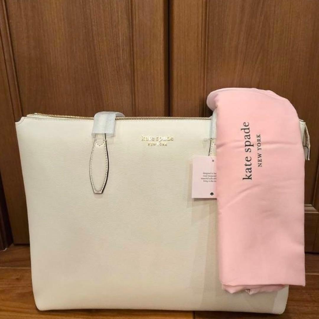 【美品】【未使用】kate spade ホワイト ビジネスバッグ