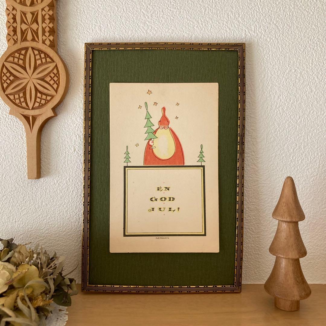 アンティークフレームC★1920年代超希少なエイナルネイマンのサンタカード入り