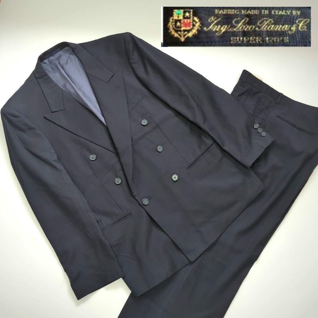 ロロピアーナ✨ポールスミス✨ネイビー ダブルブレスト ビジネススーツ M