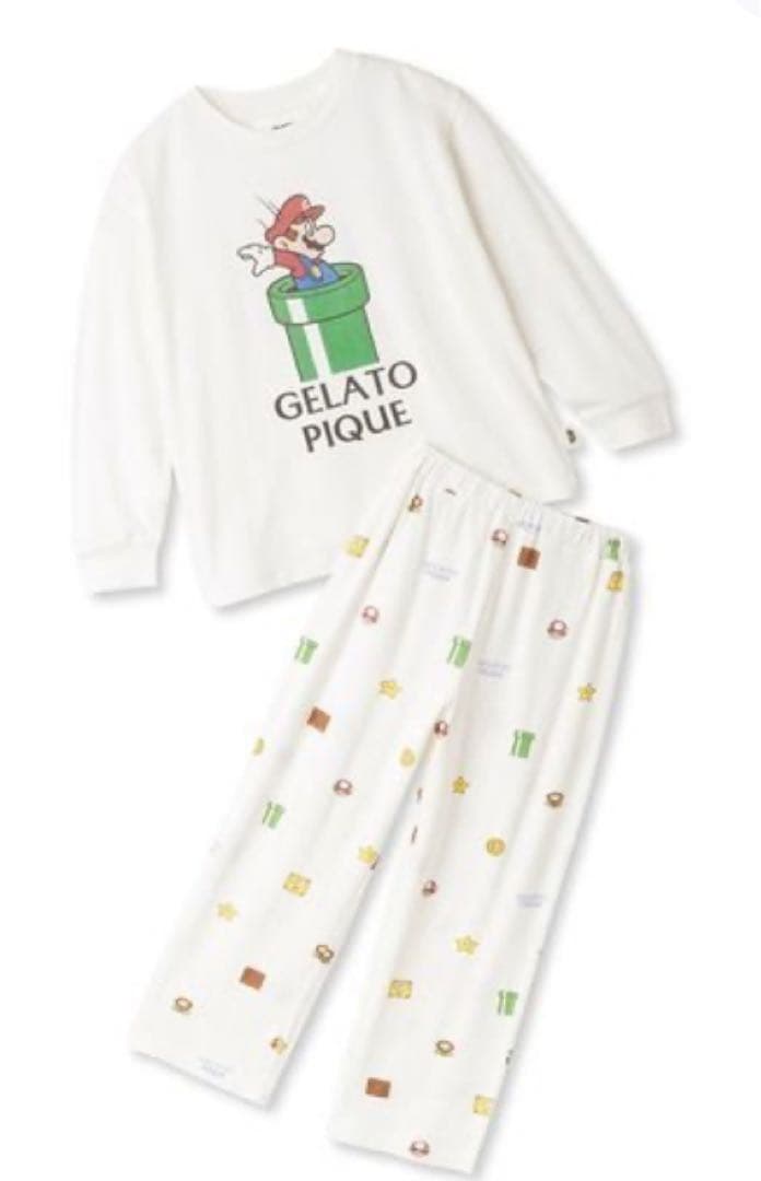 ジェラートピケ スーパーマリオ キッズ ロンT&ロングパンツセット XXSサイズ