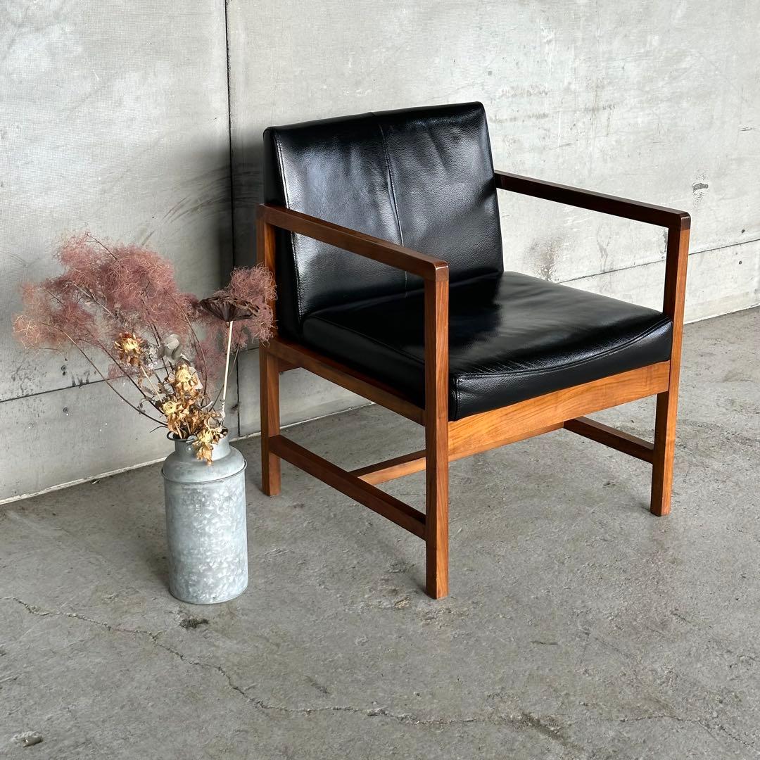 SHIGIYAMA ウォールナット ミッドセンチュリー アームチェア 天然皮革