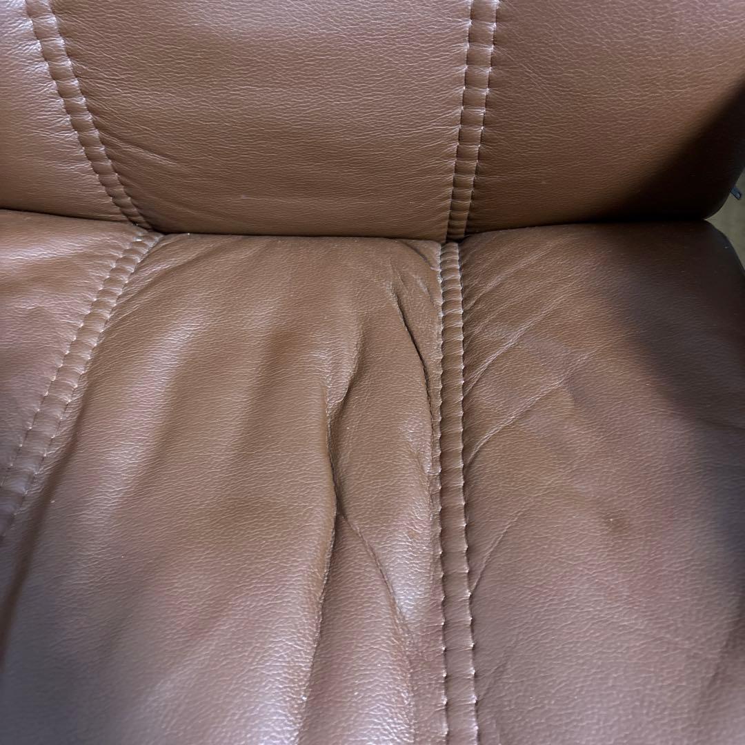 福岡市近郊送料無料 ブラウン レザー リクライニングチェア オットマン付