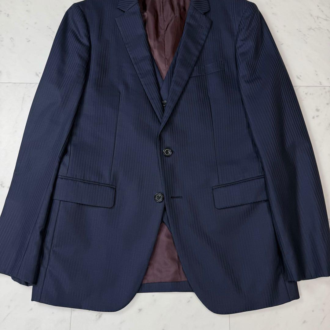 タケオキクチ 3ピース セットアップ スーツ ストライプ ネイビー サイズ3