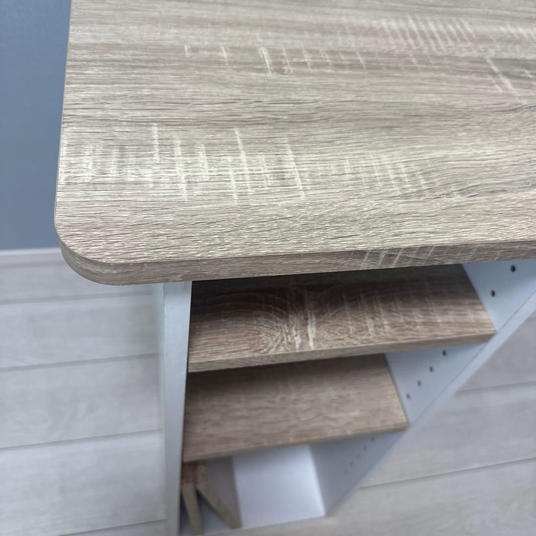 LOWYA(ロウヤ)パソコンデスクL字型、幅100cm、オーク/ホワイト