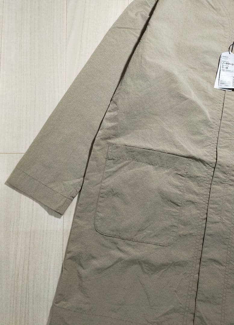 MUJI Labo ムジラボ　ノーカラーコートS~M 　ベージュ　撥水ナイロン