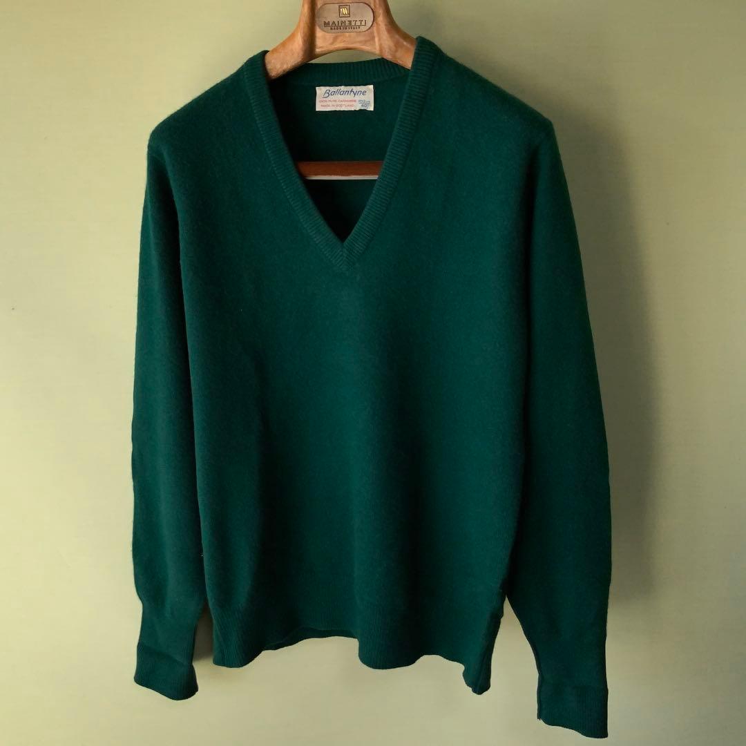 Ballantyne バランタイン カシミヤVネックニット 40英国製 グリーン